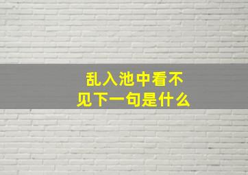 乱入池中看不见下一句是什么