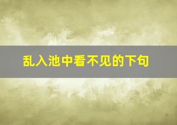 乱入池中看不见的下句