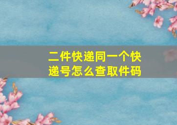 二件快递同一个快递号怎么查取件码