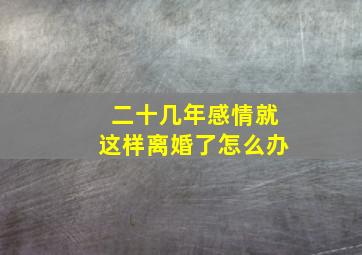 二十几年感情就这样离婚了怎么办