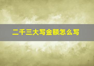 二千三大写金额怎么写