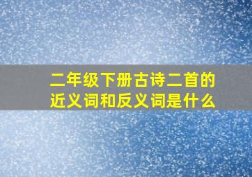 二年级下册古诗二首的近义词和反义词是什么