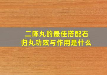 二陈丸的最佳搭配右归丸功效与作用是什么