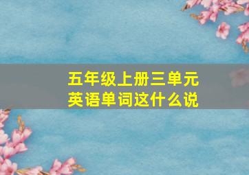 五年级上册三单元英语单词这什么说