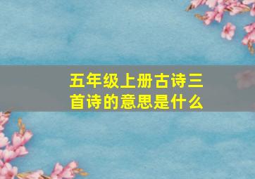 五年级上册古诗三首诗的意思是什么