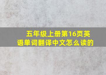 五年级上册第16页英语单词翻译中文怎么读的