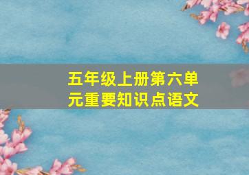 五年级上册第六单元重要知识点语文