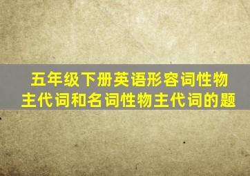 五年级下册英语形容词性物主代词和名词性物主代词的题