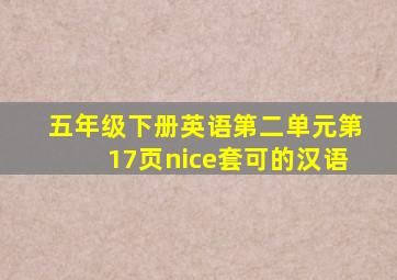 五年级下册英语第二单元第17页nice套可的汉语