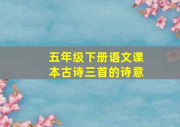 五年级下册语文课本古诗三首的诗意