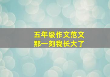 五年级作文范文那一刻我长大了