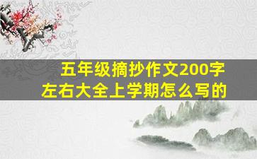 五年级摘抄作文200字左右大全上学期怎么写的