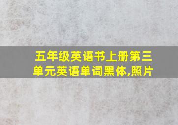 五年级英语书上册第三单元英语单词黑体,照片