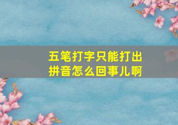 五笔打字只能打出拼音怎么回事儿啊