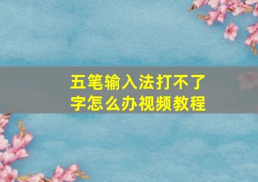 五笔输入法打不了字怎么办视频教程