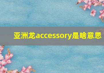 亚洲龙accessory是啥意思