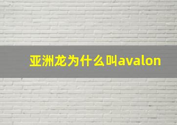 亚洲龙为什么叫avalon