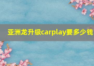 亚洲龙升级carplay要多少钱