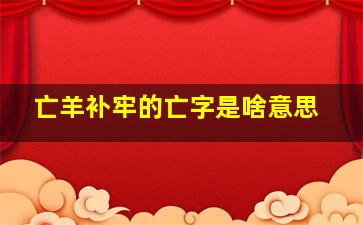 亡羊补牢的亡字是啥意思