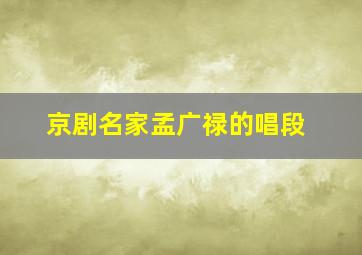 京剧名家孟广禄的唱段