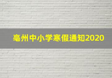 亳州中小学寒假通知2020