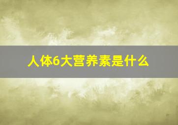 人体6大营养素是什么