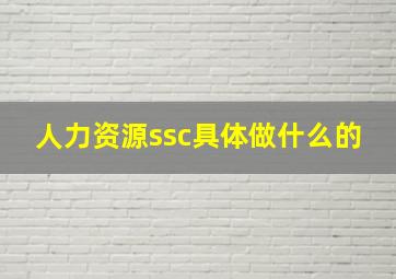 人力资源ssc具体做什么的