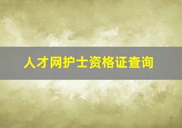 人才网护士资格证查询