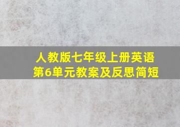 人教版七年级上册英语第6单元教案及反思简短