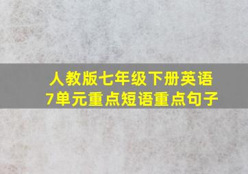 人教版七年级下册英语7单元重点短语重点句子