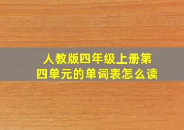 人教版四年级上册第四单元的单词表怎么读