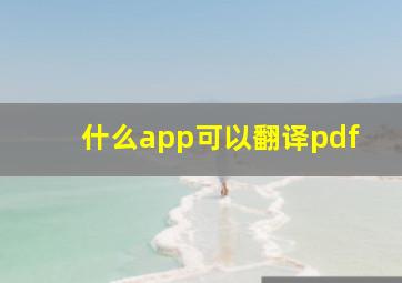 什么app可以翻译pdf