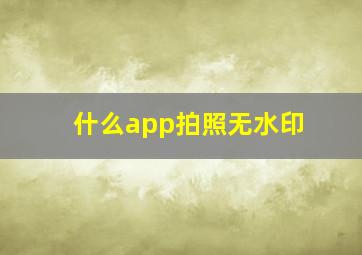 什么app拍照无水印