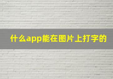 什么app能在图片上打字的