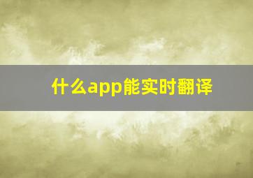 什么app能实时翻译