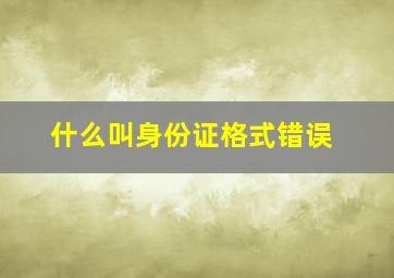 什么叫身份证格式错误