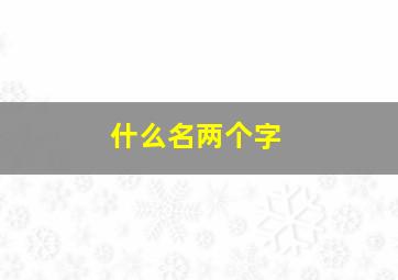 什么名两个字