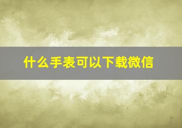 什么手表可以下载微信