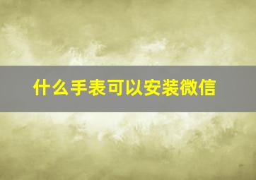 什么手表可以安装微信