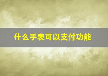 什么手表可以支付功能