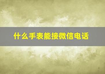 什么手表能接微信电话