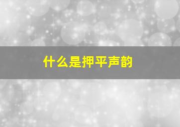 什么是押平声韵