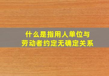 什么是指用人单位与劳动者约定无确定关系