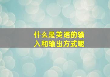 什么是英语的输入和输出方式呢