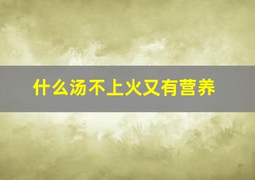 什么汤不上火又有营养