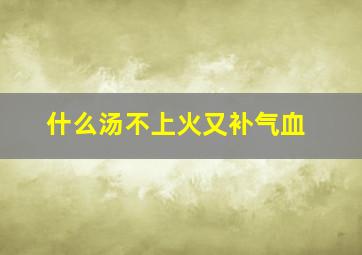 什么汤不上火又补气血