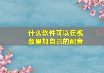 什么软件可以在视频里加自己的配音