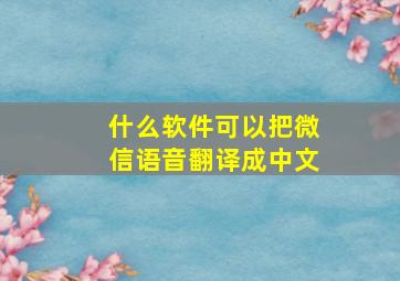 什么软件可以把微信语音翻译成中文