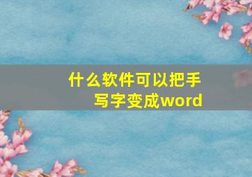 什么软件可以把手写字变成word