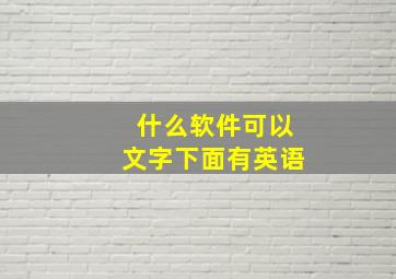 什么软件可以文字下面有英语